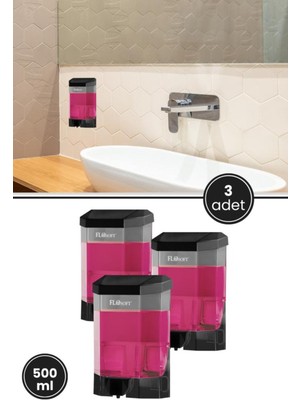 Özbience Set Of 3 Black Wall-Mounted Liquid Soap Dispensers, 500 Ml, Modern Design