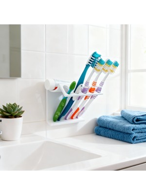 Özbience Pratik Duvara Monte Banyo Fırçalık ve Macunluk Organizer