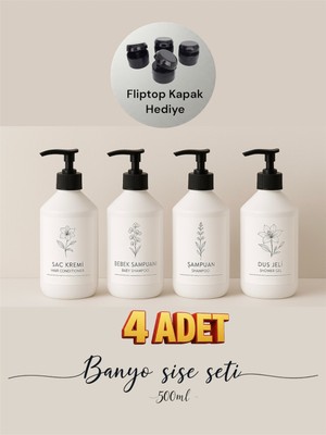 Özbience Siyah Kapaklı Beyaz Plastik Mutfak ve Banyo Düzenleyici 4'lü Sabunluk Seti