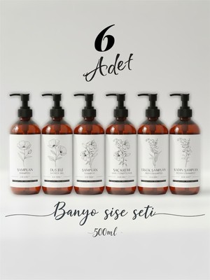 Özbience Amber Cam Görünümlü Plastik Sabunluk 6'lı Banyo ve Mutfak Düzenleyici Seti