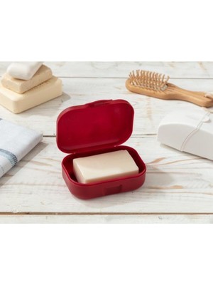 Özbience Kırmızı Katı Sabun Saklama Kutusu, Seyahat Için 2 Adet Kutu Seti