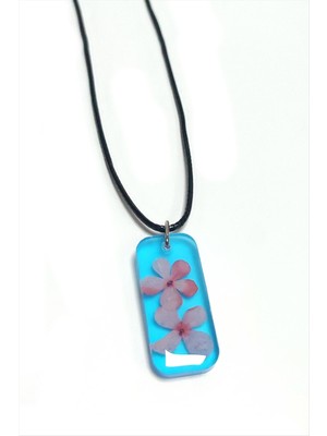 Zero Land Nrzsnt Kartopu Çiçeği Dikdörtgen Epoksi Kolye-Mi