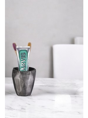 Özbience Gümüş Eskitme Renkli Tezgah Üstü Diş Fırçası Standı Model 2