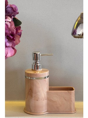 Özbience Şık Gümüş Detaylı Çok Amaçlı Sıvı Sabunluk ve Süngerlik Seti