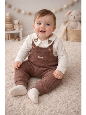 Aki Moda Kids Aki Moda Kıds Teddy Yaka Erkek Bebek • Kahve Waffle Dokulu 2’ Li Baharlık Bebek Takımı