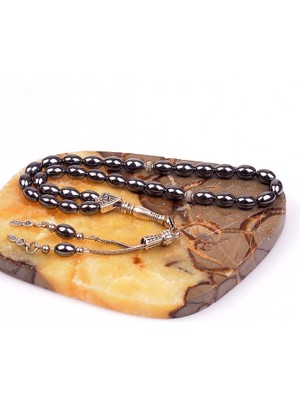 Taş Sandığı Arpa Kesim Hematit Taşı Tesbih (6*9 Mm)