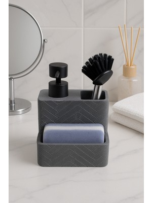 Özbience Fırçalı Polyresin Süngerli Tezgah Üstü Sıvı Sabunluk Mutfak&banyo