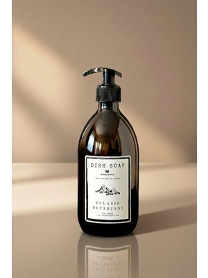 Özbience 500ML Amber Cam Bulaşık Deterjanı Şişesi ve Sabunluk Seti