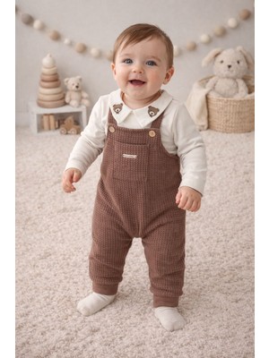 Aki Moda Kids Aki Moda Kıds Teddy Yaka Erkek Bebek • Kahve Waffle Dokulu 2’ Li Baharlık Bebek Takımı