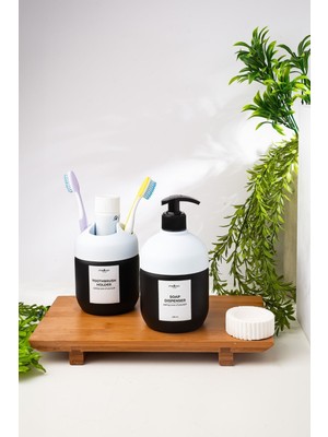 Özbience Iki Parça Beyaz Cam Sabun ve Diş Fırçalık Banyo Seti