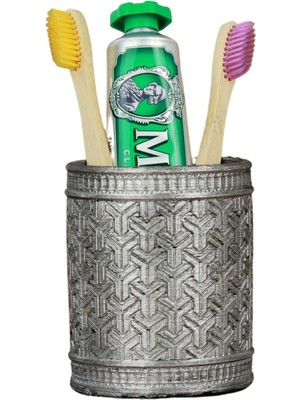 Özbience Tezgah Üstü Gümüş Eskitme Diş Fırçası Standı, Şık ve Kullanışlı