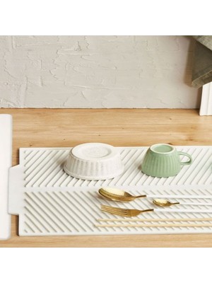 Özbience Gri Bulaşık Matı, Su Tutucu ve Kaydırmaz Lavabo Düzenleyici