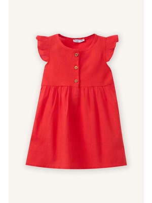DeFacto Flamlı Poplin Elbise Kız Bebek Z7402A226SM