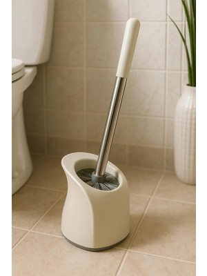 Özbience Kare Seramik Tuvalet Fırçası, Krem Renk, Hijyenik ve Şık Tasarım
