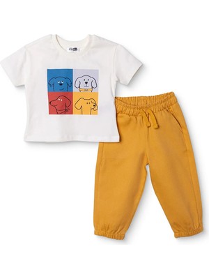 Hellobaby Erkek Bebek Tişört-Pantolon Bisiklet Yaka Uzun Kol Lastikli