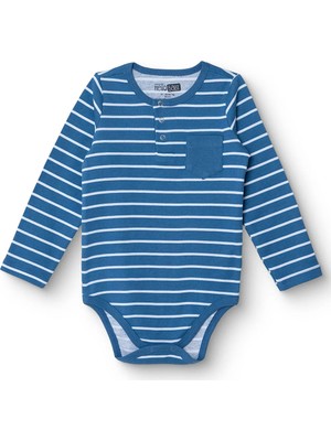 Hellobaby Erkek Bebek Body Çizgili Çıtçıtlı Modelli Yaka Uzun Kol