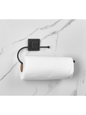 Özbience Şık Siyah Yapışkanlı Kağıt Havluluk, Banyo Dekorunuza Zarif Dokunuş