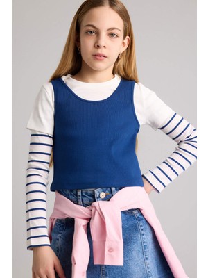 DeFacto Fitilli Kaşkorse Tişört Kız Çocuk G8644A826SP