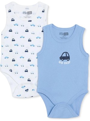 Hellobaby Erkek Bebek 2li Body Hayvan Baskılı Çıtçıtlı Bisiklet Yaka Atlet