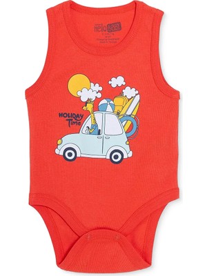 Hellobaby Erkek Bebek Body Hayvan Baskılı Çıtçıtlı Bisiklet Yaka Atlet