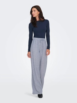 Only Onlludo Lınen Blend Strıpe Pants cc Otw