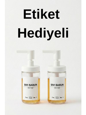 Özbience 2'li Cam Sıvı Sabunluk Seti, Suya Dayanıklı Etiket Hediye
