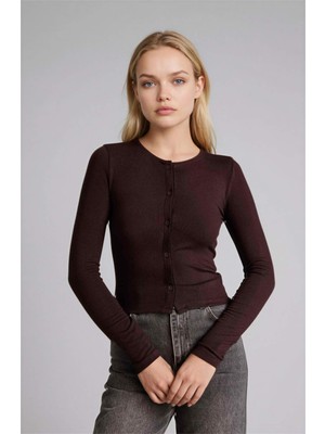 DeFacto Fitted Bisiklet Yaka Ribana Hırka G9457AX26SP