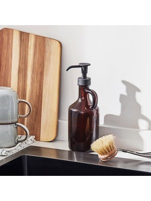 Özbience 21 cm Kahverengi Cam Sıvı Sabunluk, 380 Ml, Şık ve Dayanıklı Tasarım