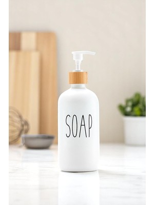 Özbience Beyaz 500 ml Cam Sıvı Sabunluk, Banyo ve Mutfak Kullanımı