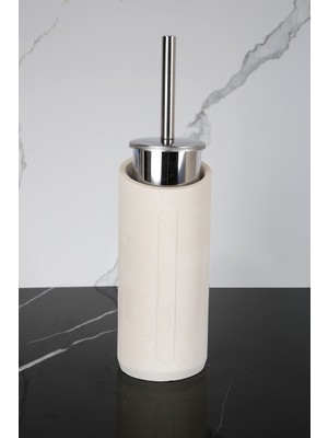 Özbience Şık 2 Parça Dekoratif Beton Tuvalet Fırçası ve Metal Wc Fırçalığı