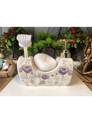 Özbience Şık ve Kullanışlı Porselen Lavabonuz Için Ideal Sıvı Sabunluk Seti