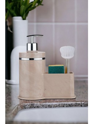 Özbience Mermer Desenli Hazneli Sıvı Sabunluk, Mutfak ve Banyo Için Şık Tasarım