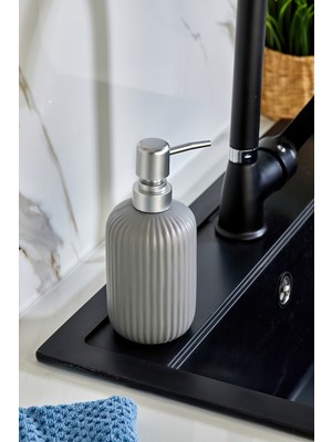 Özbience Şık Gri Seramik Sıvı Sabunluk, Modern ve Zarif Tasarım