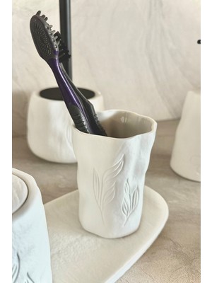 Özbience Beyaz Diş Fırçalık, Şık ve Pratik Aksesuar, Banyo Dekoru, Mutfak Düzeni