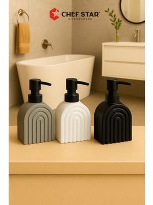 Özbience Modern Tasarımlı Küçük Dekoratif Sıvı Sabunluk, Siyah, Beyaz ve Gri Seçenek