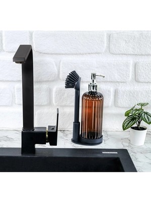 Özbience Yumuşak Silikon Sabunluk ve Fırçalı Bulaşık Deterjan Kabı Seti