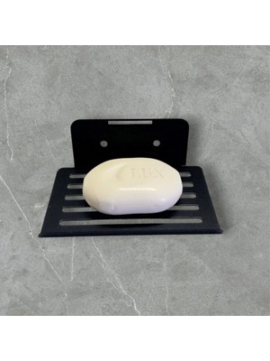 Özbience Yapışkanlı ve Vidalı, Düz Mat Siyah Sabunluk, Şık ve Kullanışlı Tasarım