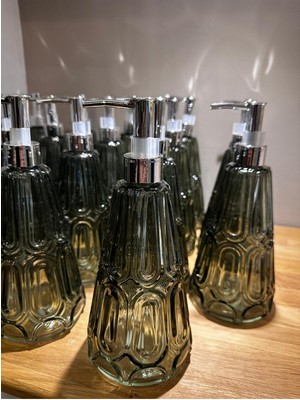 Özbience Şeffaf Cam Desenli Sıvı Sabunluk, Banyo ve Mutfak Için Şık Aksesuar