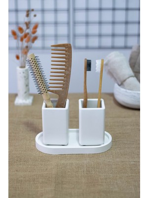 Özbience Şık ve Fonksiyonel Banyo Seti, Tepsili Diş Fırçalık ve Aksesuarlar