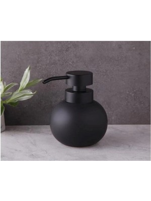 Özbience Tombul Siyah Porselen Sıvı Sabunluk, Banyo ve Mutfak Için Şık Tasarım