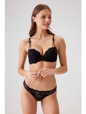 Pierre Cardin 4031 Amanda Destekli Dantelli Sütyen Takım Siyah Renkli Kadın İç Giyim Seti