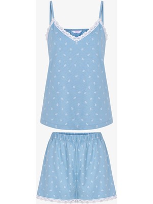 Penti Mavi Aqua Pamuklu Şortlu Pijama Takımı