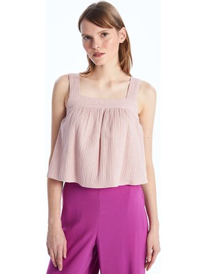 Lc Waikiki Yeni Sezon Kadın U Yaka Düz Crop Bluz