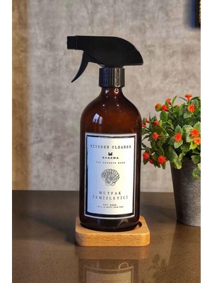 Özbience Ahşap Standlı Sprey Amber Tombul Şişe Mutfak Temizleyici 500ML