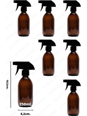 Özbience 250ML Amber Cam Sprey Şişe Seti, 6’lı Paket, Şık ve Dayanıklı Tasarım