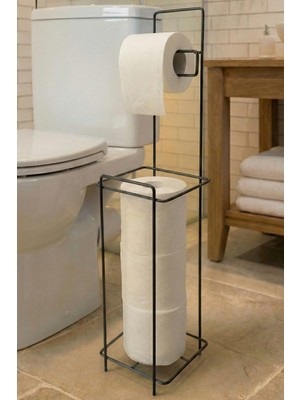 Özbience Modern Köşeli Metal Tuvalet Kağıdı Standı, Yedekli ve Şık Tasarım