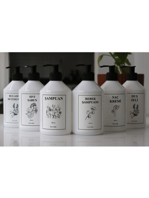 Özbience Siyah Kapaklı Beyaz Plastik Mutfak ve Banyo Düzenleyici 6'lı Sabunluk Seti