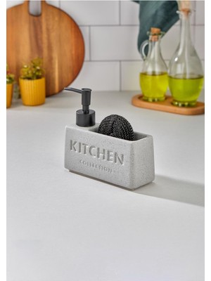 Özbience Şık Seramik Sünger ve Sıvı Sabunluk Takımı, 350 Ml, Banyo Mutfak Için