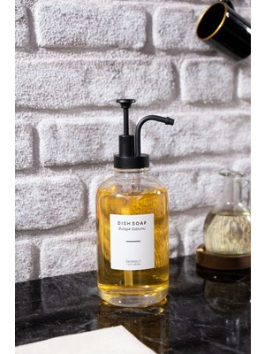 Özbience 500 ml Tezgah Üstü Cam Sıvı Sabunluk Seti, Mutfak Için Şık ve Kullanışlı