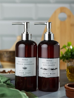 Özbience Bordo Renkli 2'li 500 ml Sıvı Sabunluk ve Bulaşık Deterjanı Seti